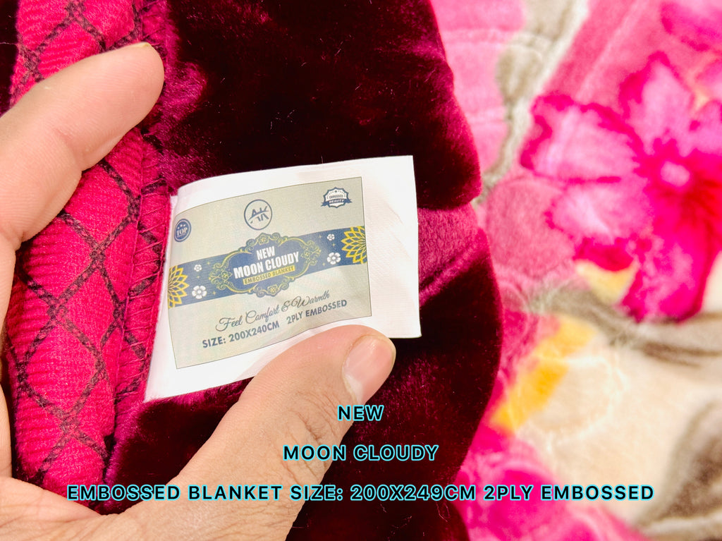 NEW Moon Cloudy Embossed Blanket – 2 Ply | Size 200 × 240 CM
