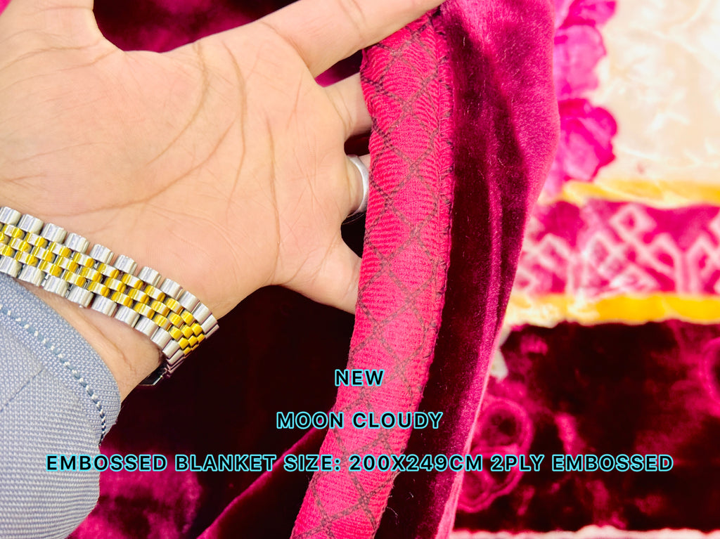 NEW Moon Cloudy Embossed Blanket – 2 Ply | Size 200 × 240 CM