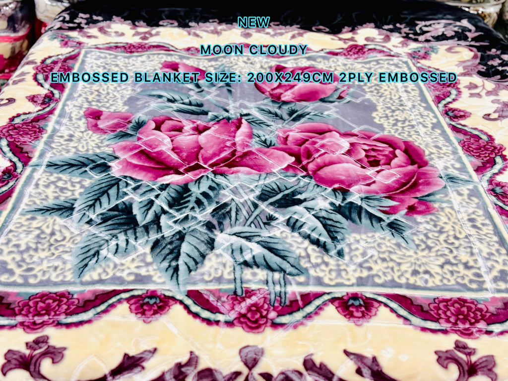 NEW Moon Cloudy Embossed Blanket – 2 Ply | Size 200 × 240 CM