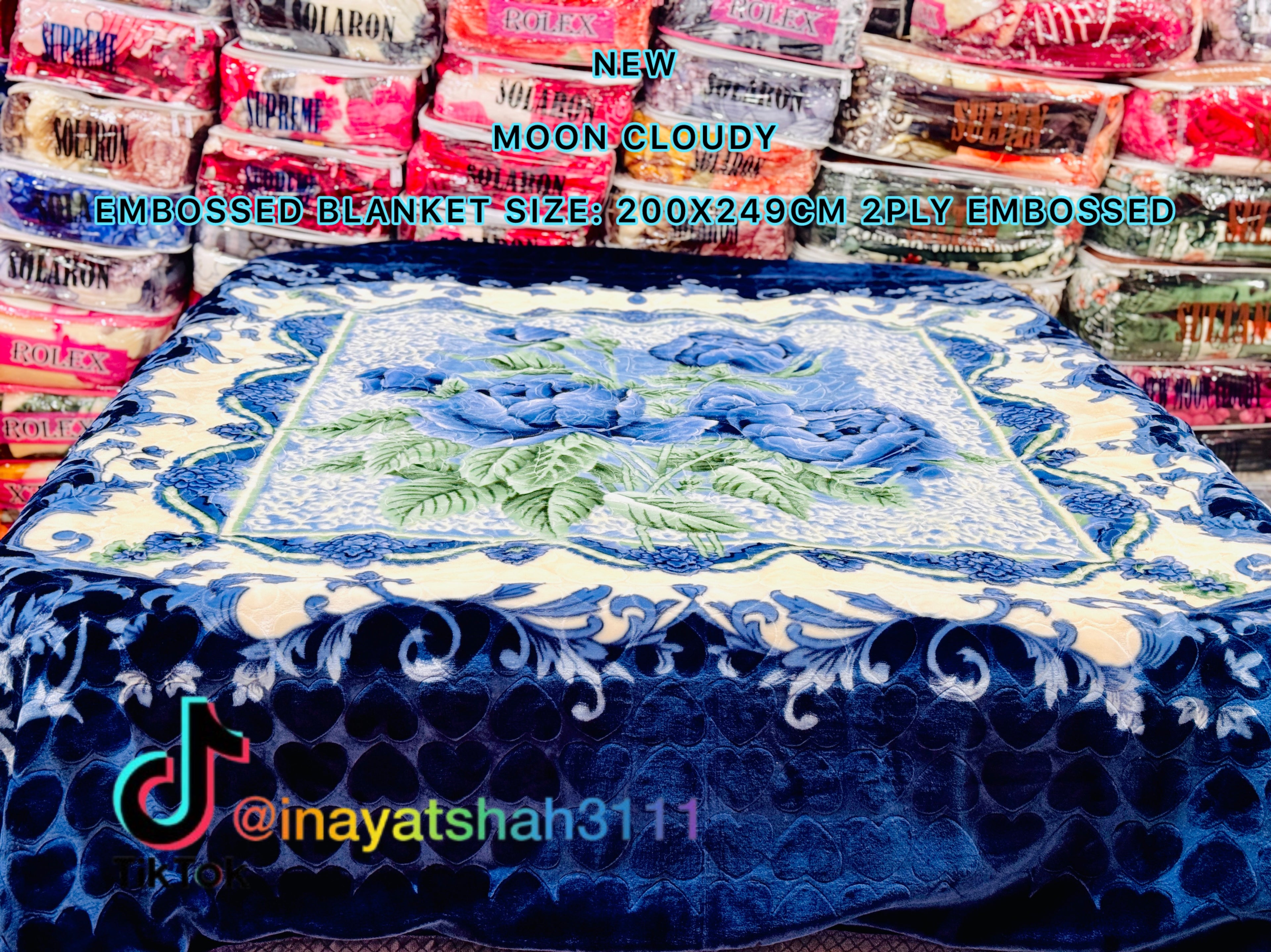 NEW Moon Cloudy Embossed Blanket – 2 Ply | Size 200 × 240 CM