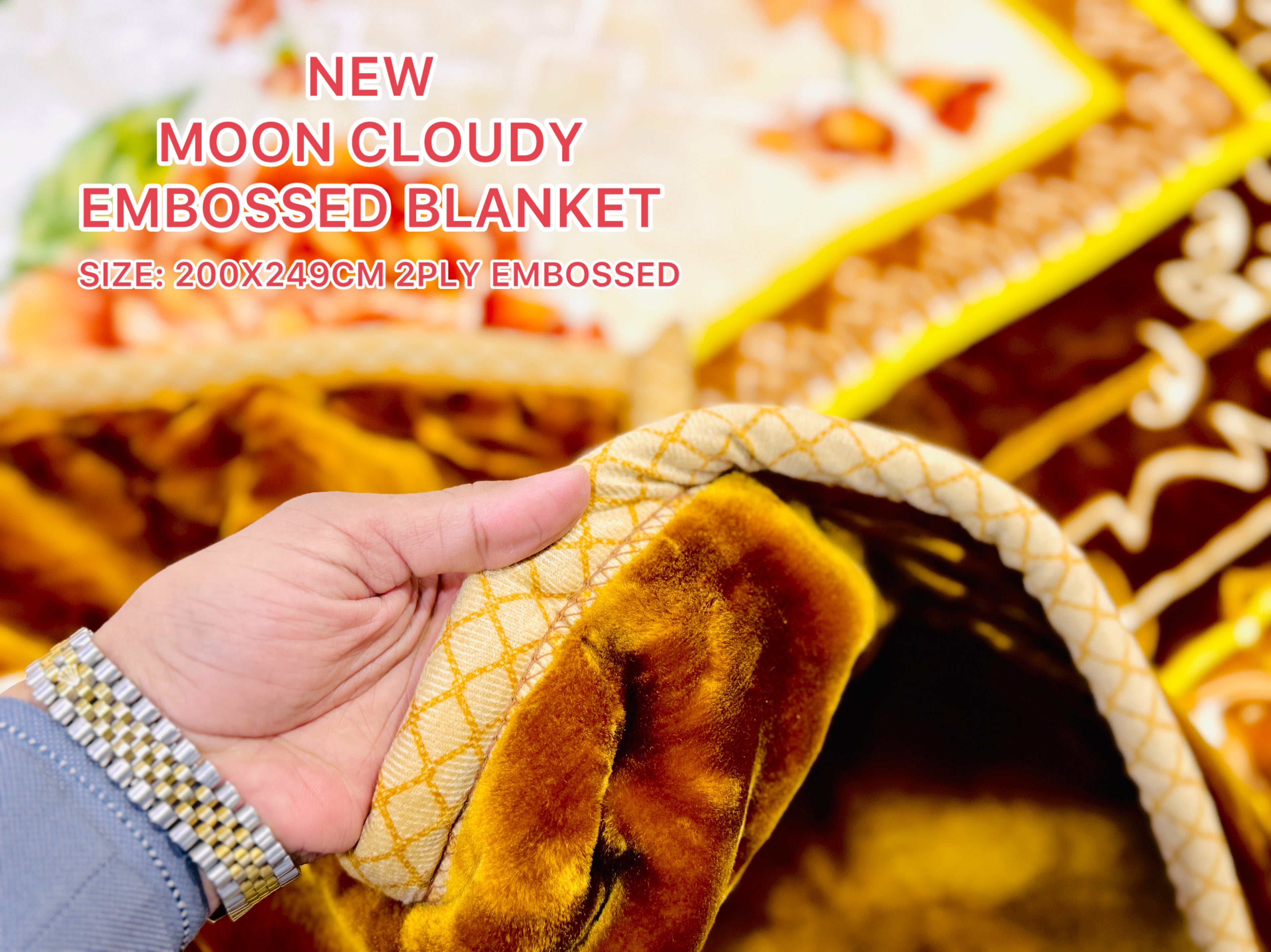 NEW Moon Cloudy Embossed Blanket – 2 Ply | Size 200 × 240 CM