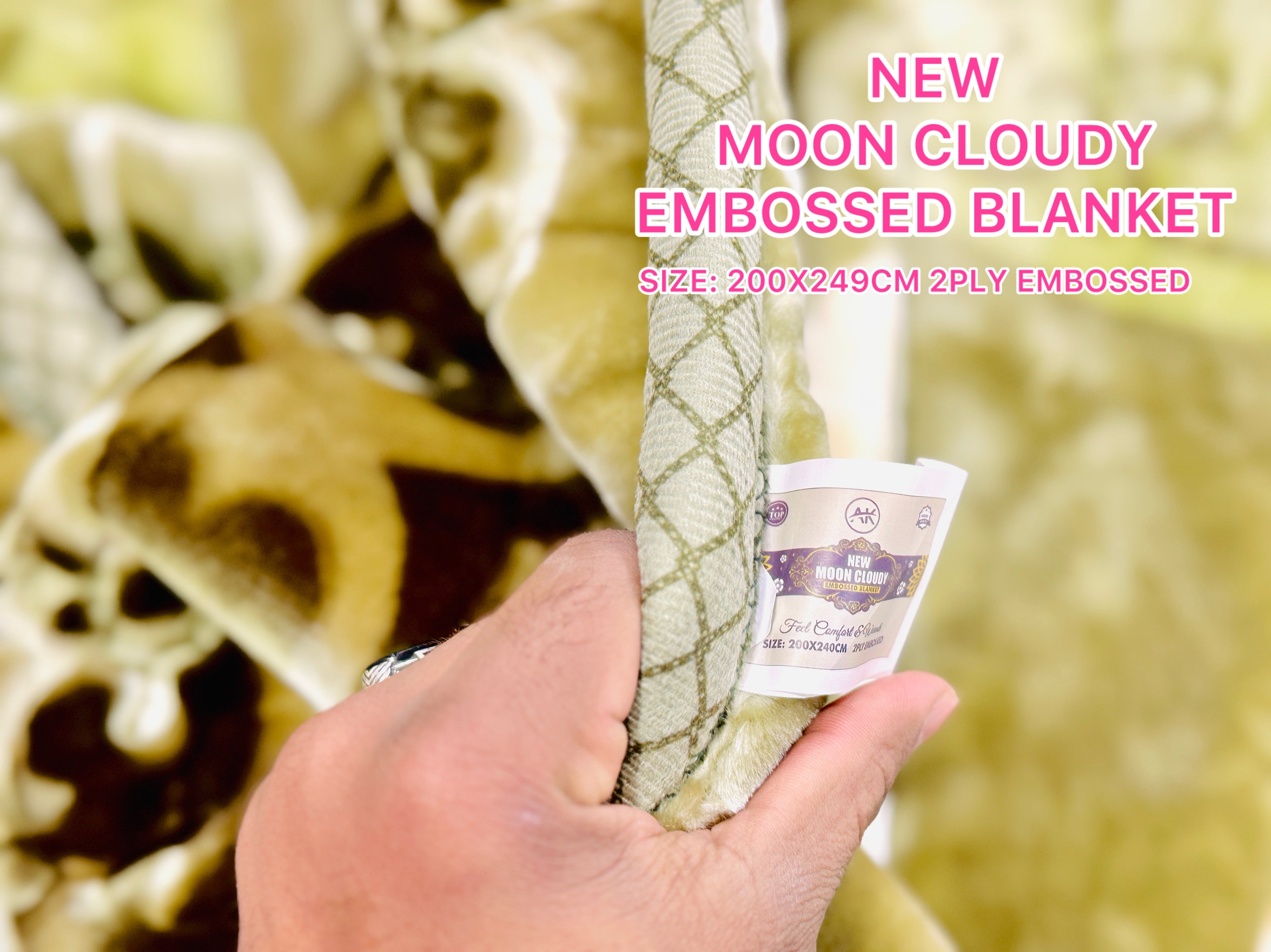 NEW Moon Cloudy Embossed Blanket – 2 Ply | Size 200 × 240 CM