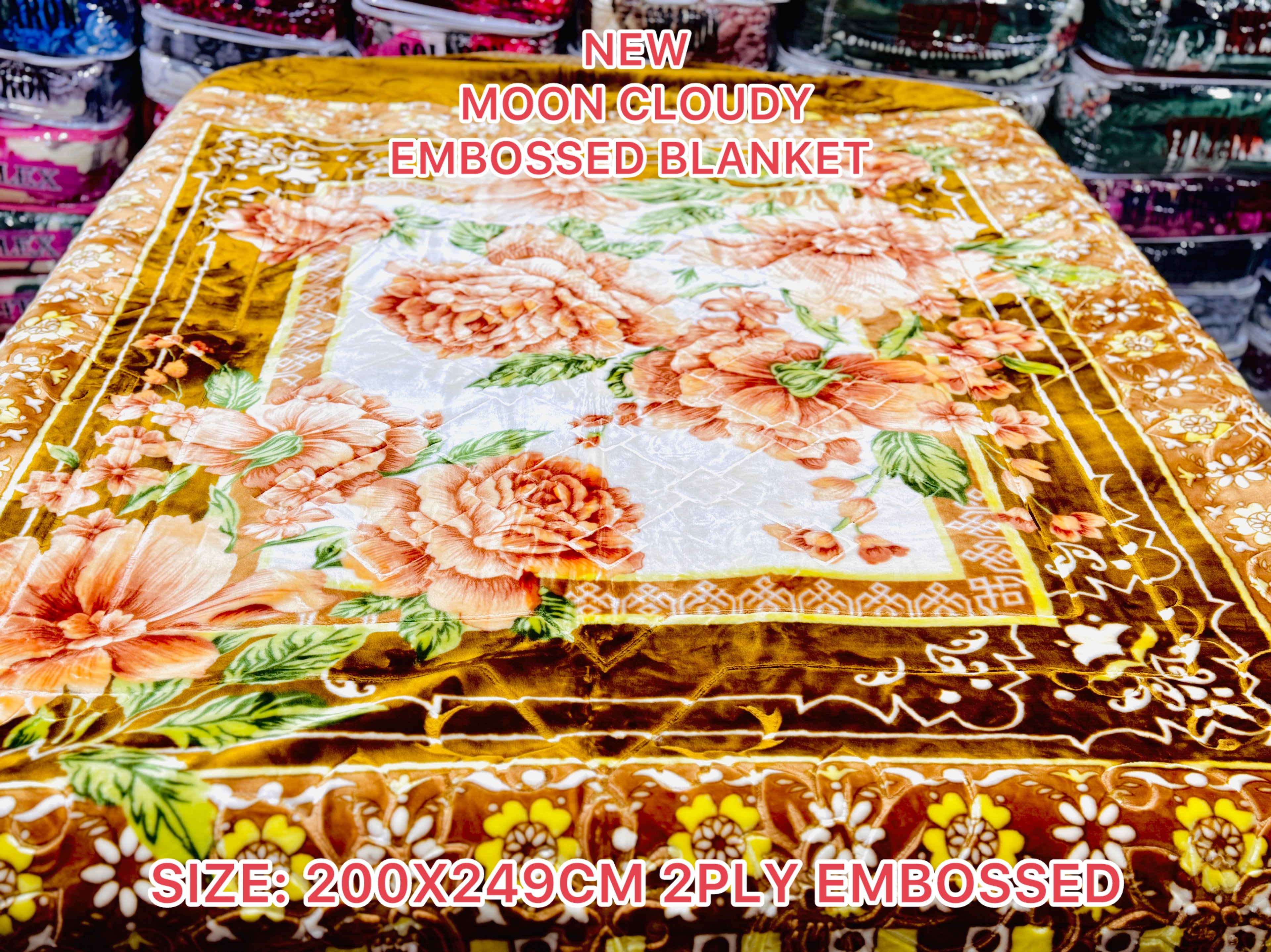 NEW Moon Cloudy Embossed Blanket – 2 Ply | Size 200 × 240 CM