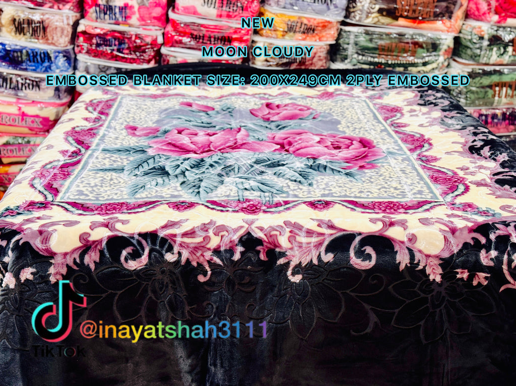 NEW Moon Cloudy Embossed Blanket – 2 Ply | Size 200 × 240 CM