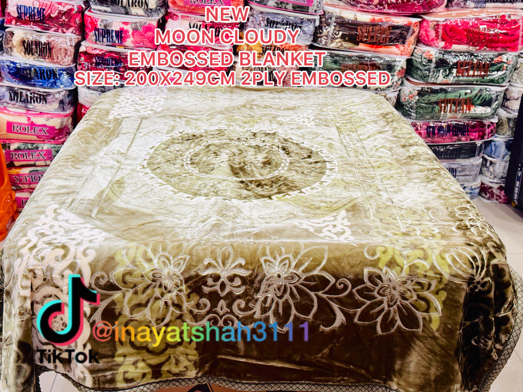 NEW Moon Cloudy Embossed Blanket – 2 Ply | Size 200 × 240 CM