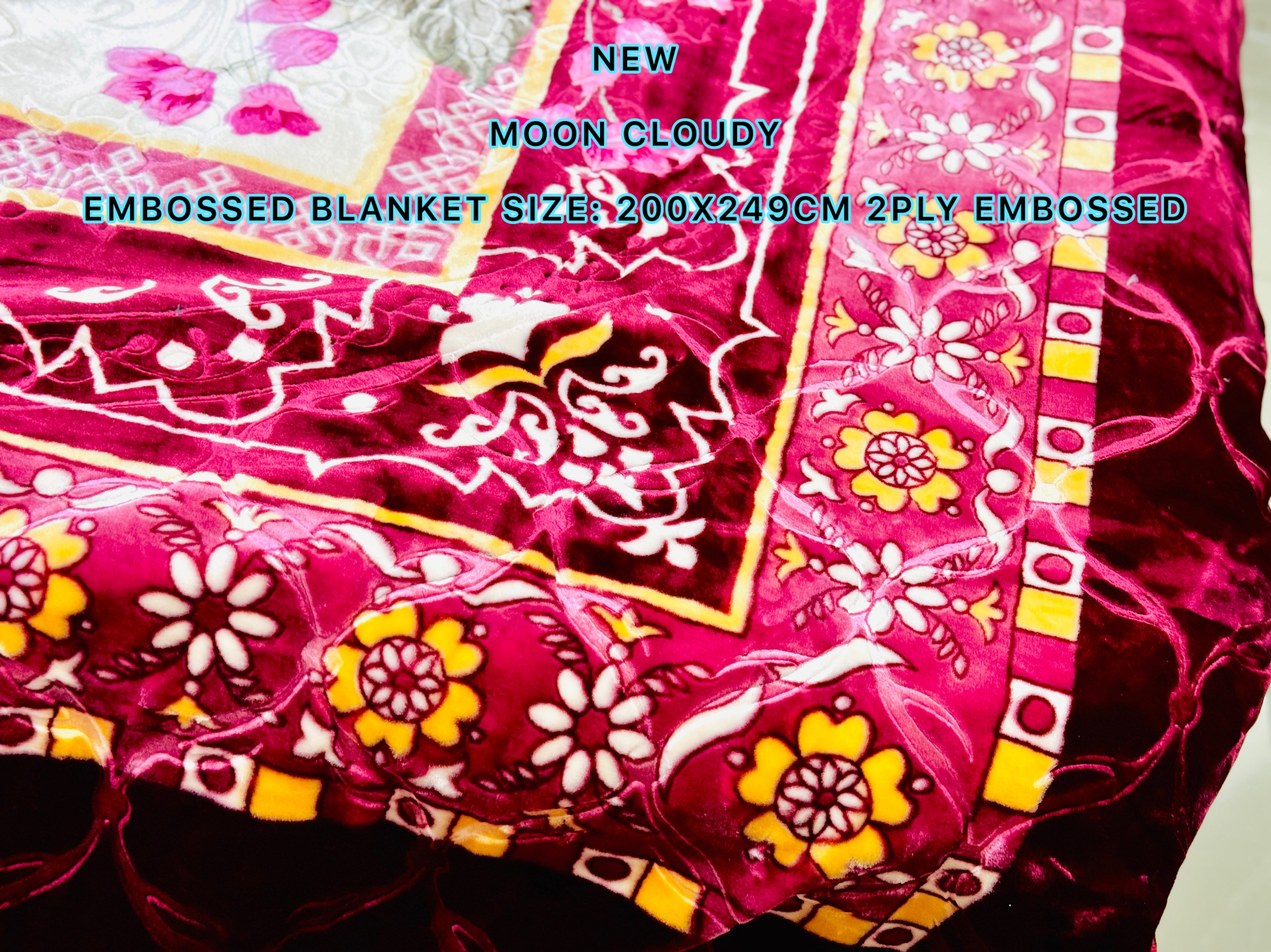 NEW Moon Cloudy Embossed Blanket – 2 Ply | Size 200 × 240 CM