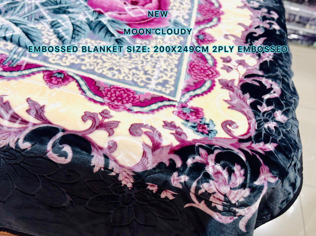 NEW Moon Cloudy Embossed Blanket – 2 Ply | Size 200 × 240 CM