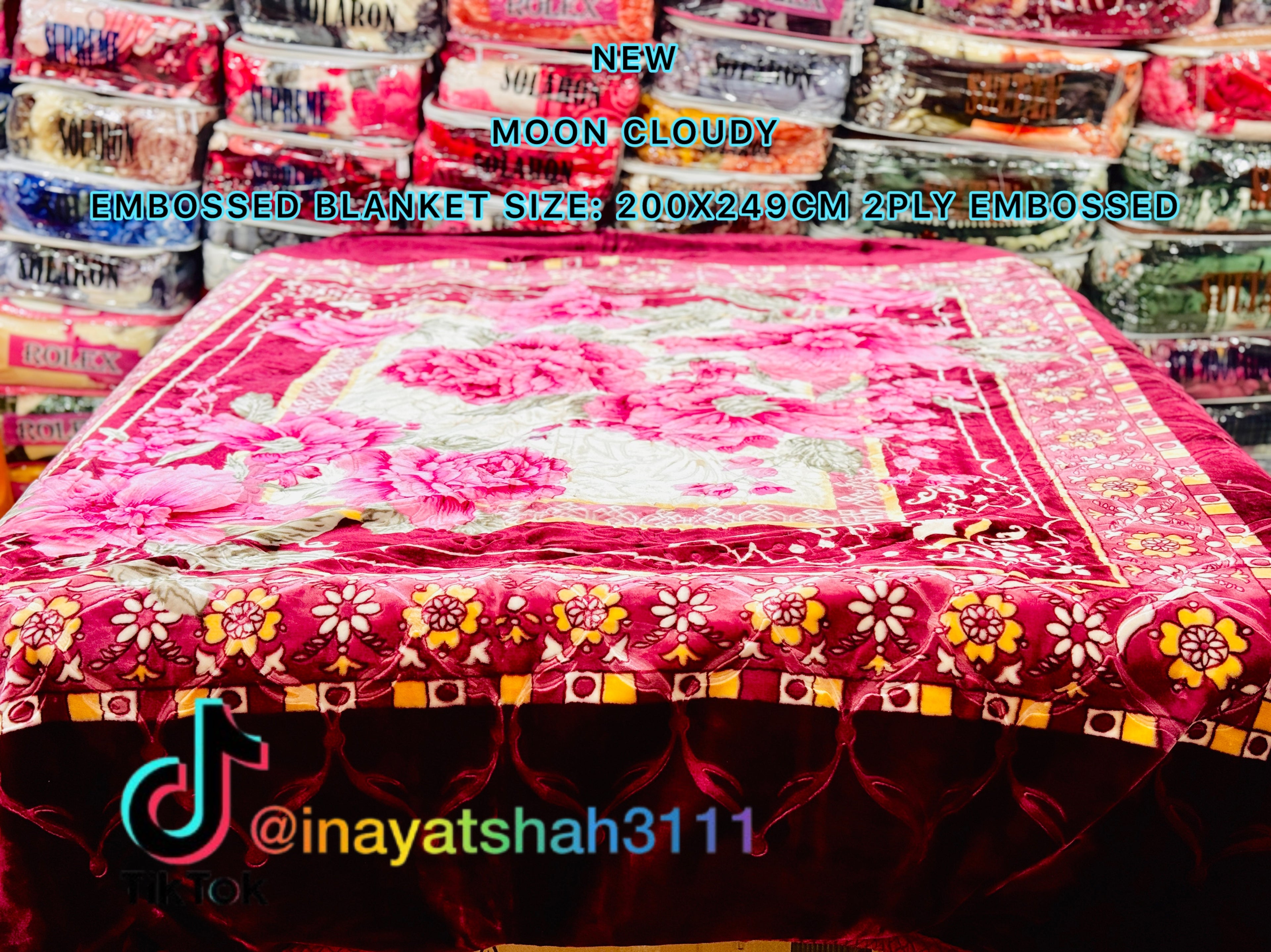 NEW Moon Cloudy Embossed Blanket – 2 Ply | Size 200 × 240 CM