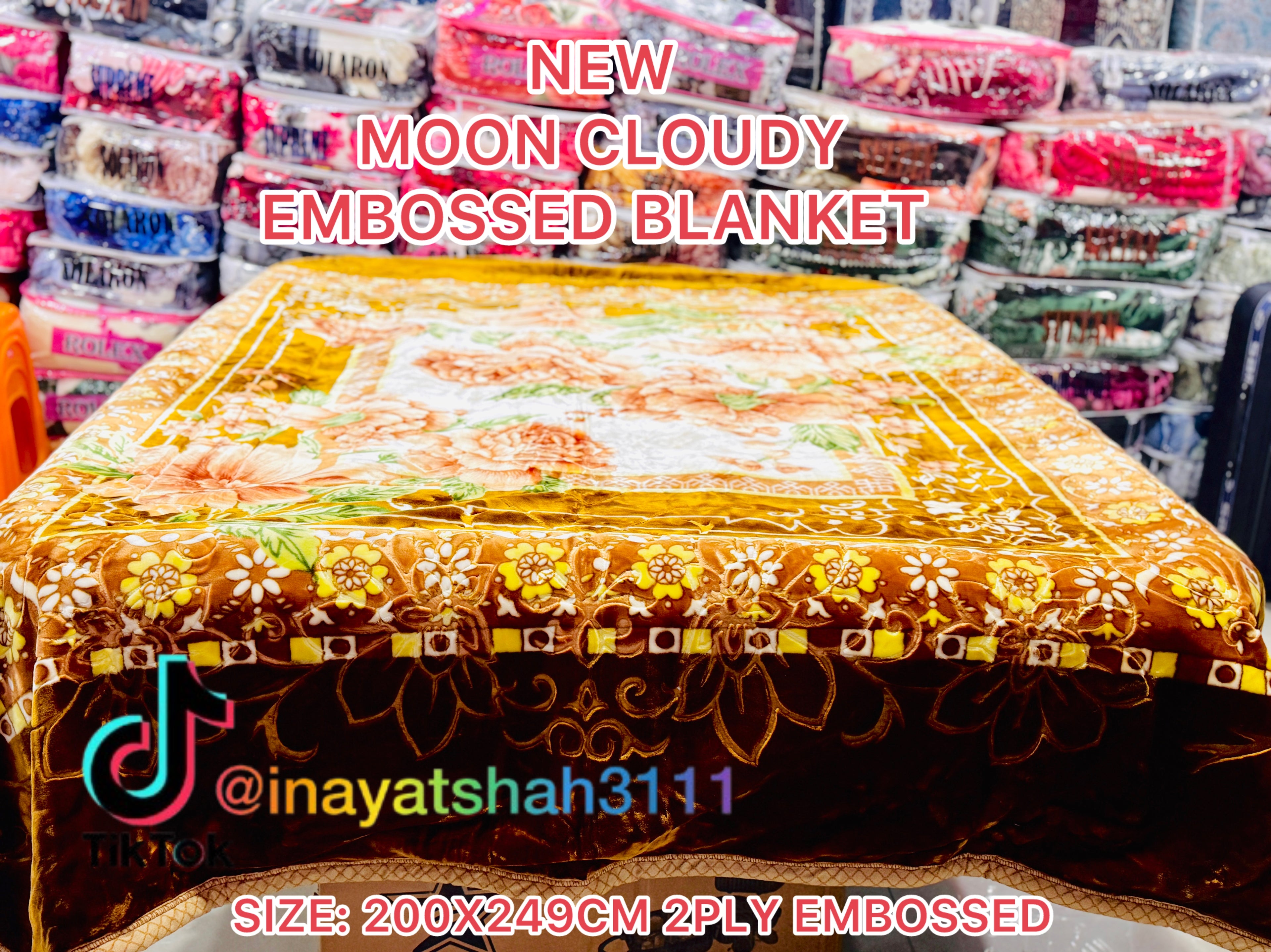 NEW Moon Cloudy Embossed Blanket – 2 Ply | Size 200 × 240 CM