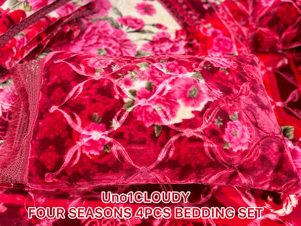 Uno1 Cloudy Four Seasons 4-Piece Premium Embossed Bedding Set 🌥️