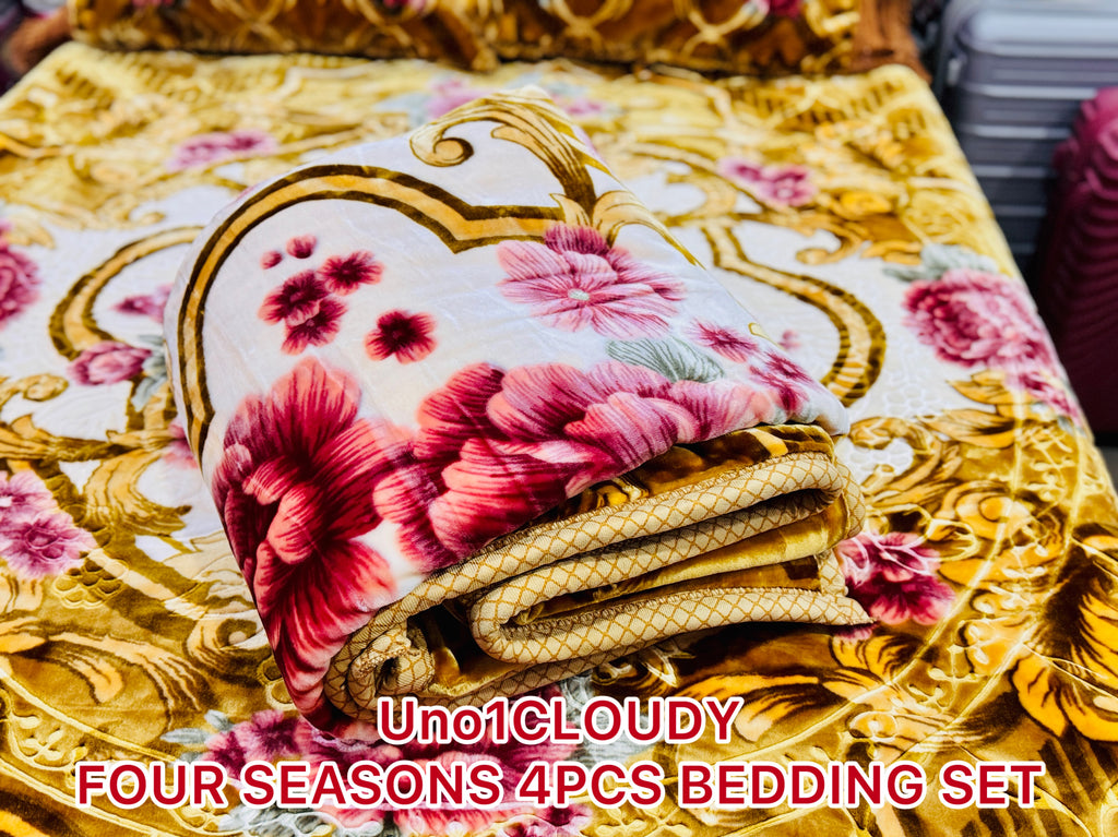 Uno1 Cloudy Four Seasons 4-Piece Premium Embossed Bedding Set 🌥️