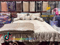 Luxury Bridal 9-Piece Embroidered Bedsheet & Quilted Razai Set – Imported Leather Cloth |