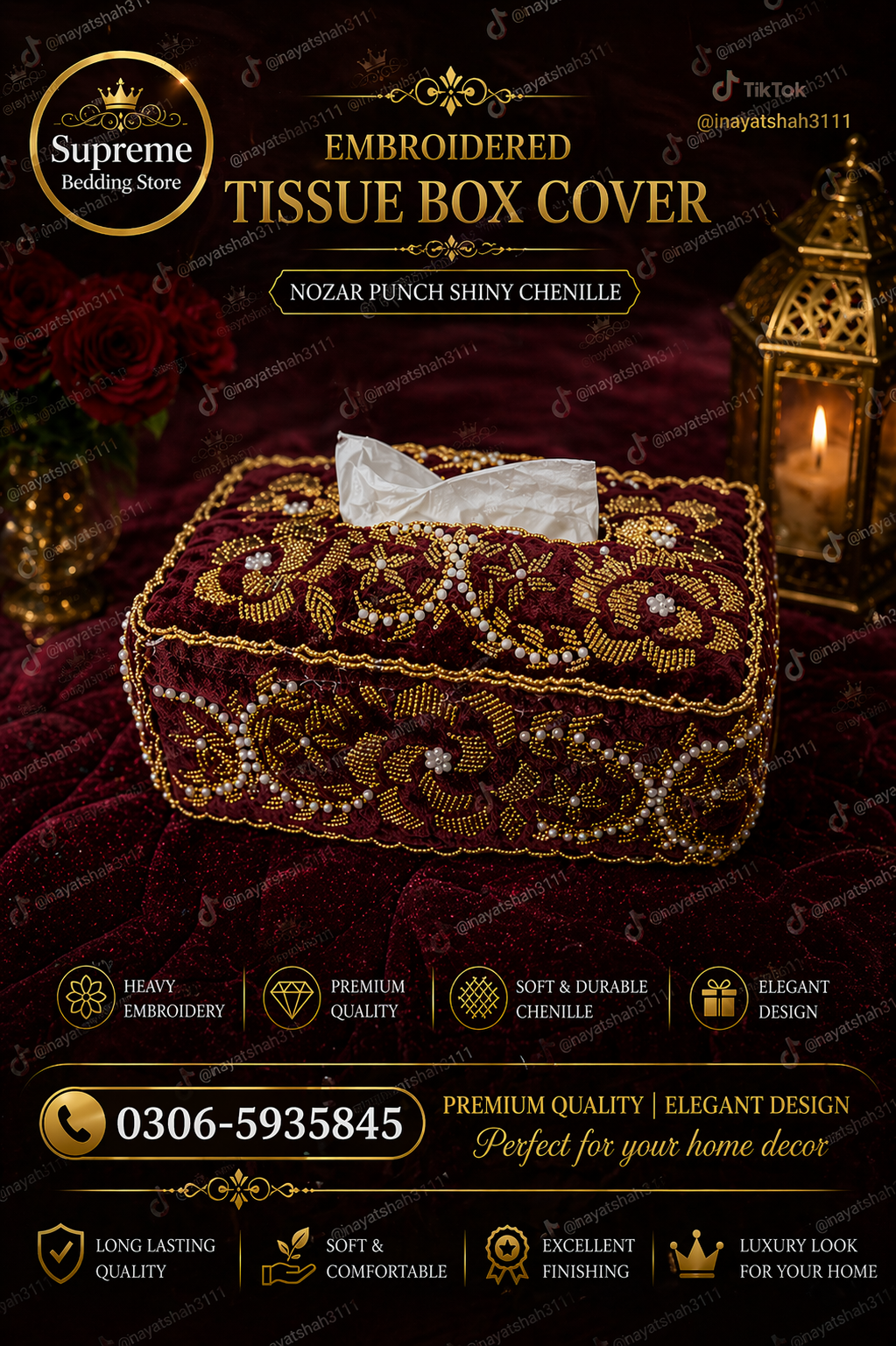 Complete Bridal Chenille Set – 12+ Pcs Luxury & Gold Bedding & Décor Set