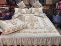 Luxury Bridal 9-Piece Embroidered Bedsheet & Razai Set – Imported Leather Cloth
