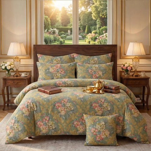 Elegant 7-Piece Comforter Set – Luxury Printed Bedding | Soft Micro Cotton