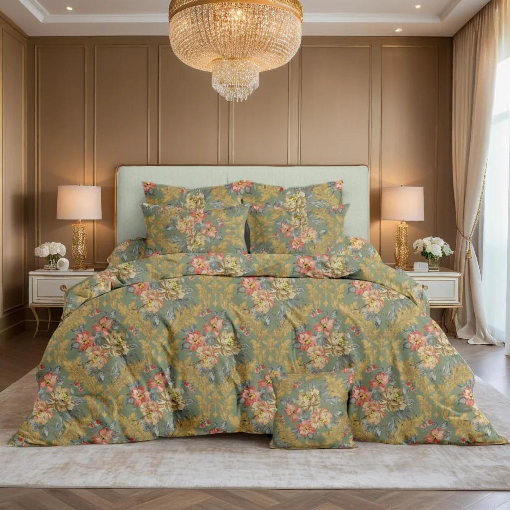 Elegant 7-Piece Comforter Set – Luxury Printed Bedding | Soft Micro Cotton