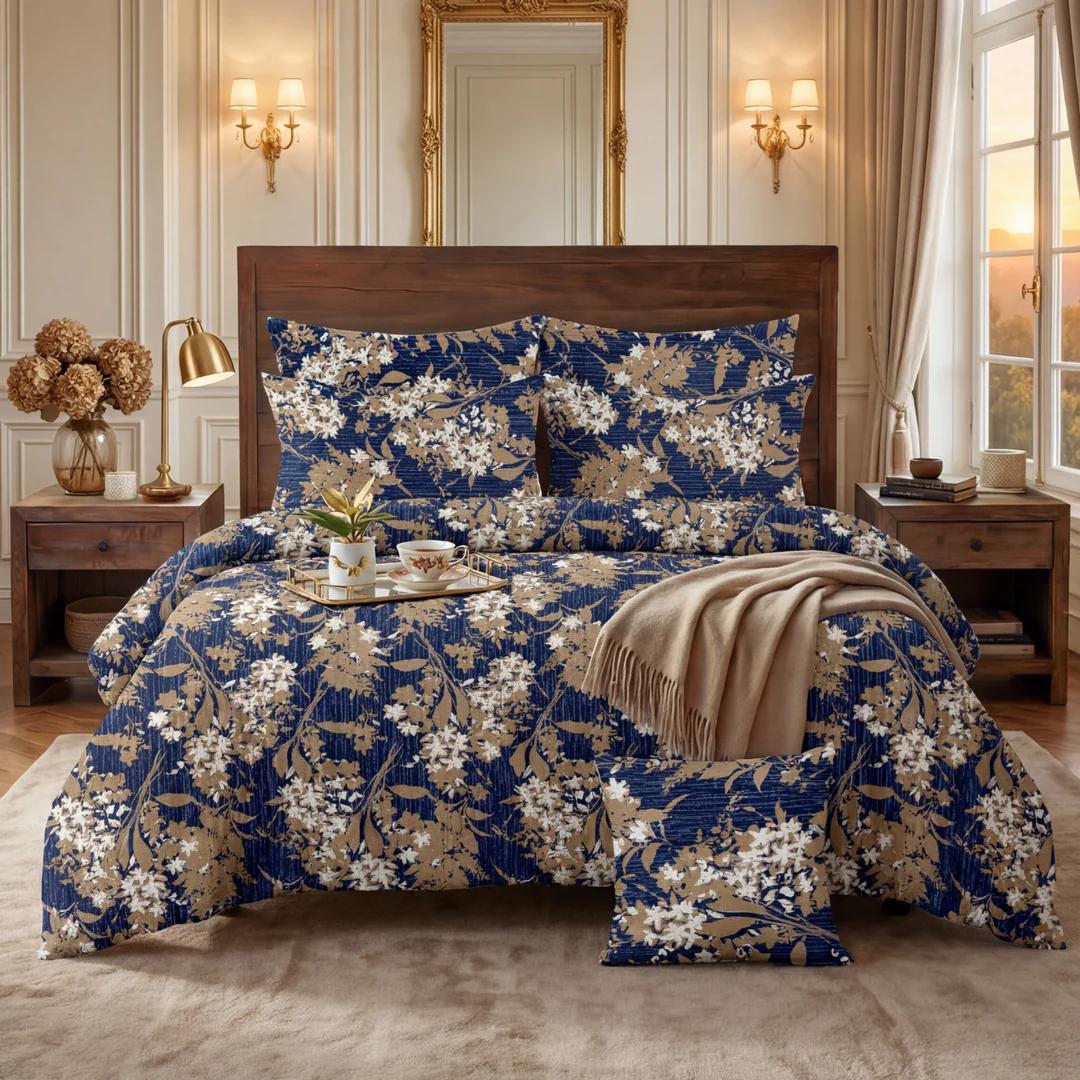 Premium 7-Piece Comforter Set – Elegant Printed Micro Cotton Bedding