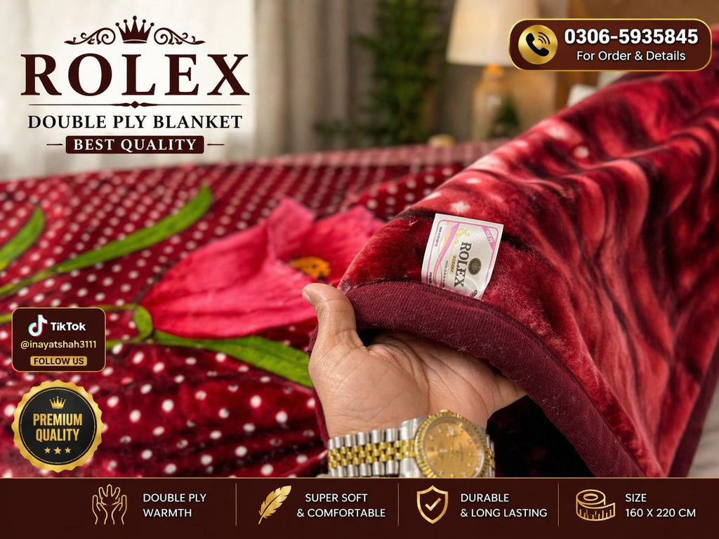 ROLEX Double Ply Blanket – Bold Red Floral Winter Blanket