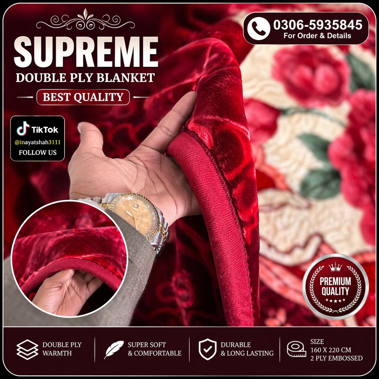 SUPREME Double Ply Blanket – Luxury Floral Centerpiece Blanket
