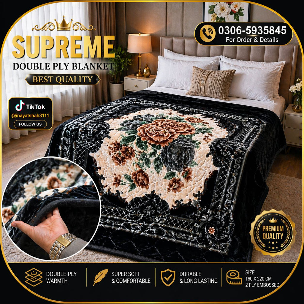 Premium Double Ply Blanket – Hotel Style Luxury Floral Blanket