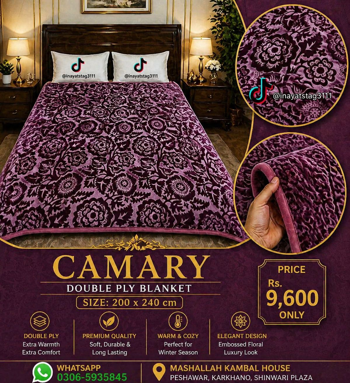 Camary Premium Double Ply Blanket – Luxury Golden Collection