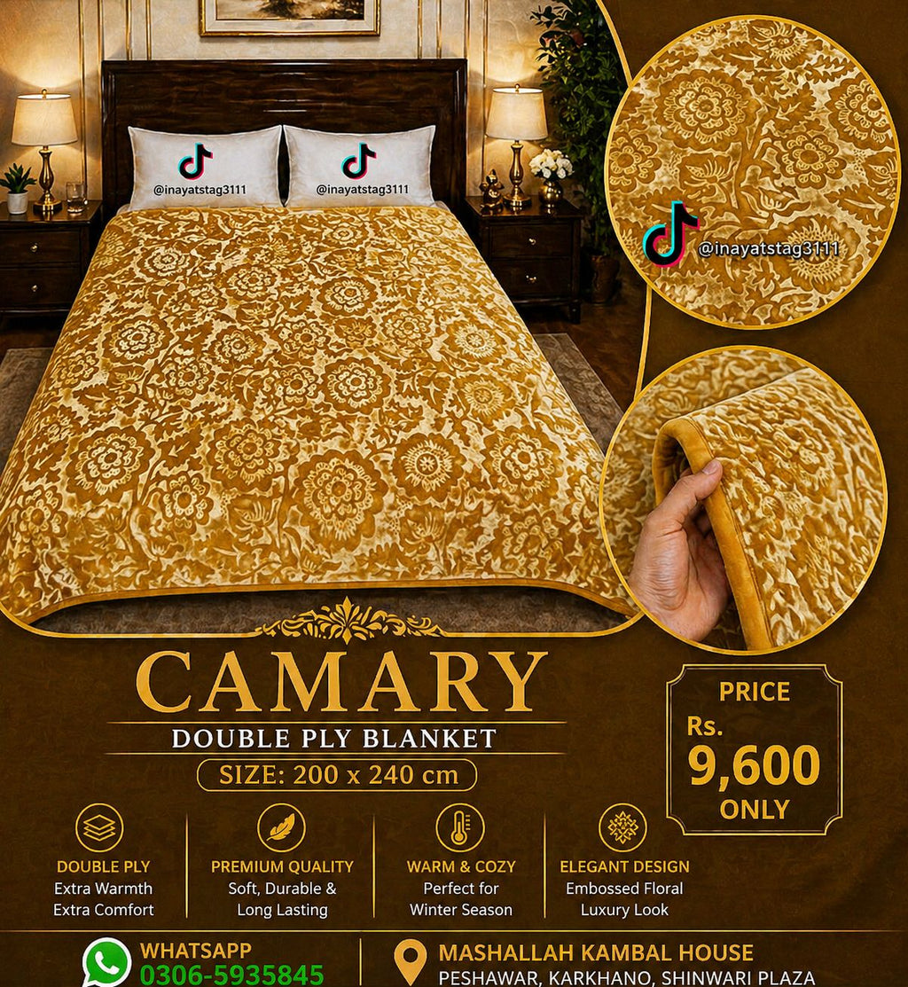 Camary Premium Double Ply Blanket – Luxury Golden Collection