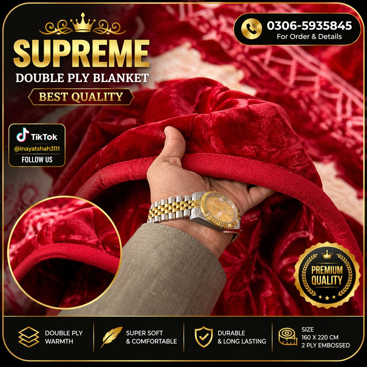 Premium Double Ply Blanket – Hotel Style Luxury Floral Blanket