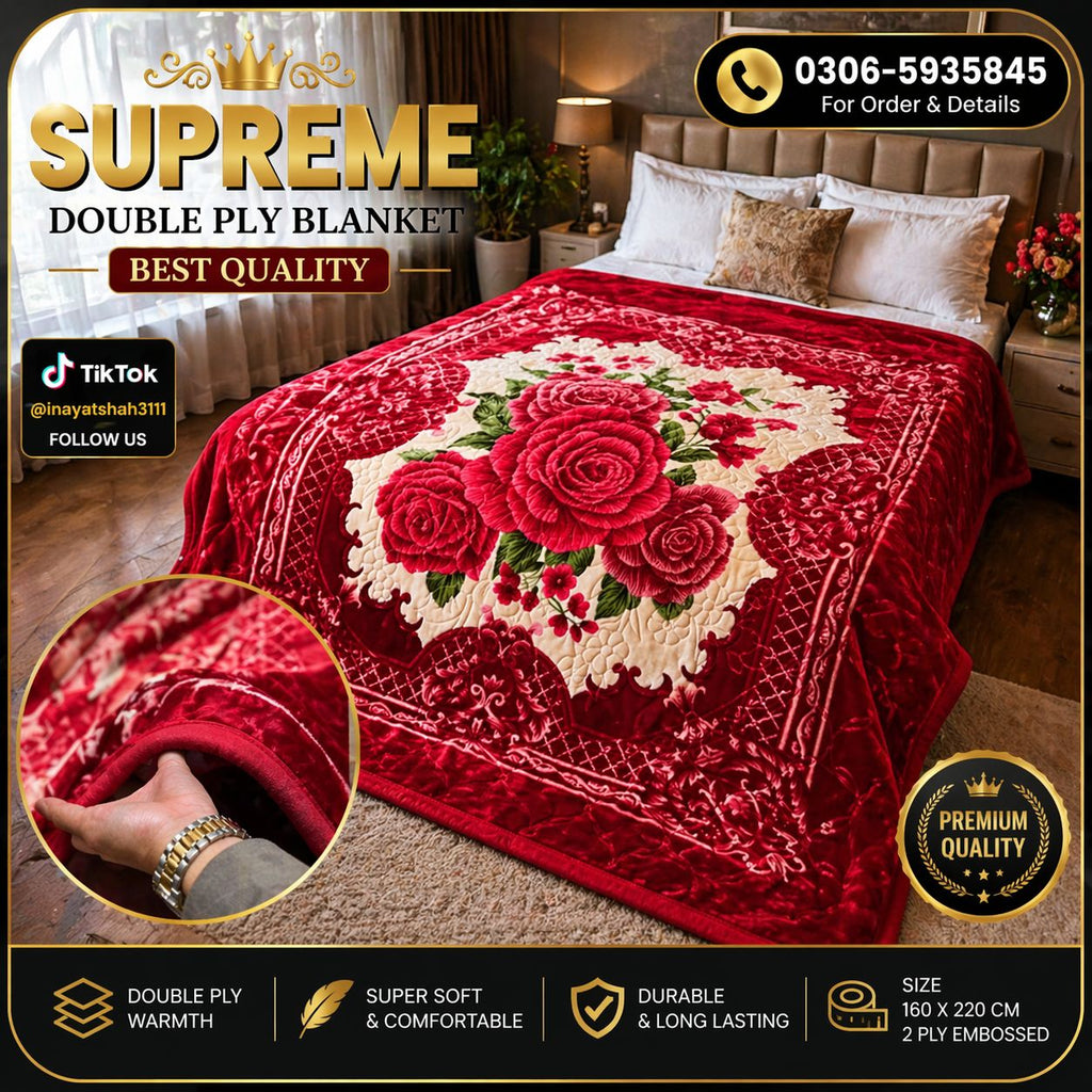 Premium Double Ply Blanket – Hotel Style Luxury Floral Blanket