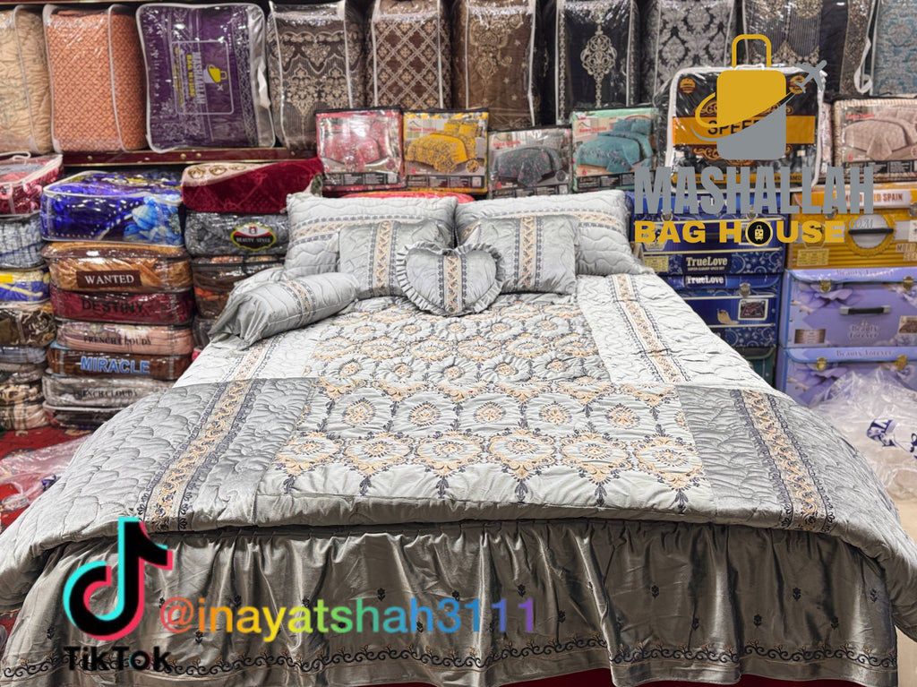 Luxury 9-Piece Embroidered Razai Set – Premium Leather Cloth