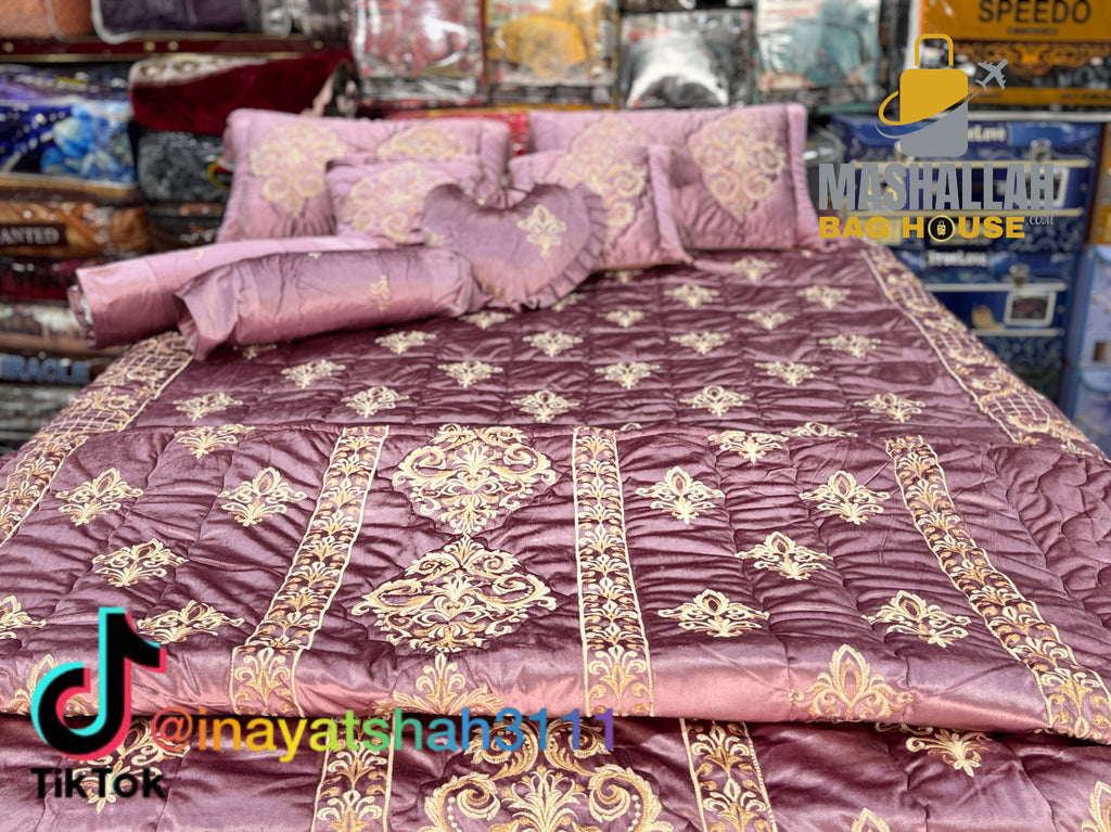 Luxury 9-Piece Embroidered Razai Set – Premium Leather Cloth