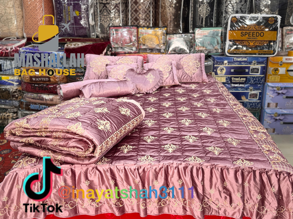 Luxury 9-Piece Embroidered Razai Set – Premium Leather Cloth