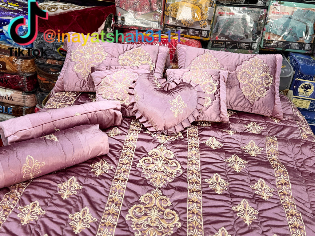 Luxury 9-Piece Embroidered Razai Set – Premium Leather Cloth