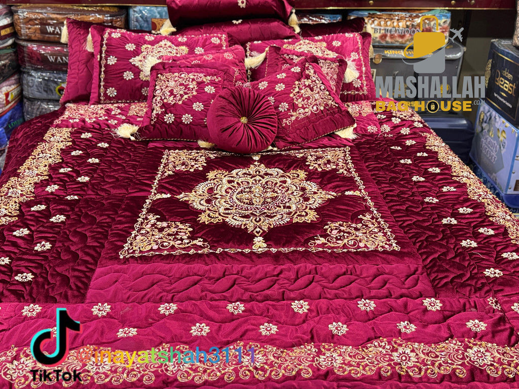 Handmade 13-Piece Razai Bedding Set – Premium Leather Cloth