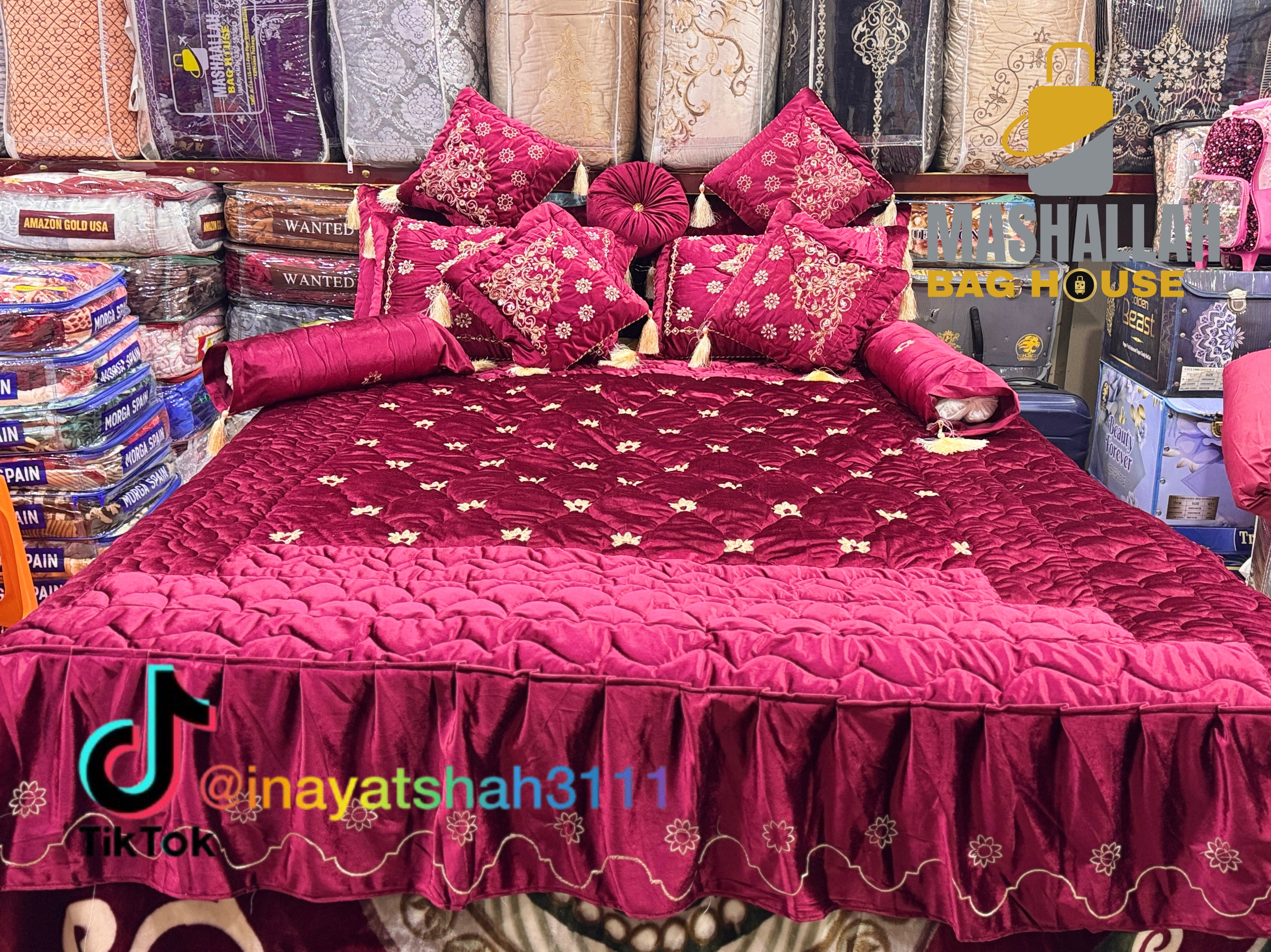 Handmade 13-Piece Razai Bedding Set – Premium Leather Cloth