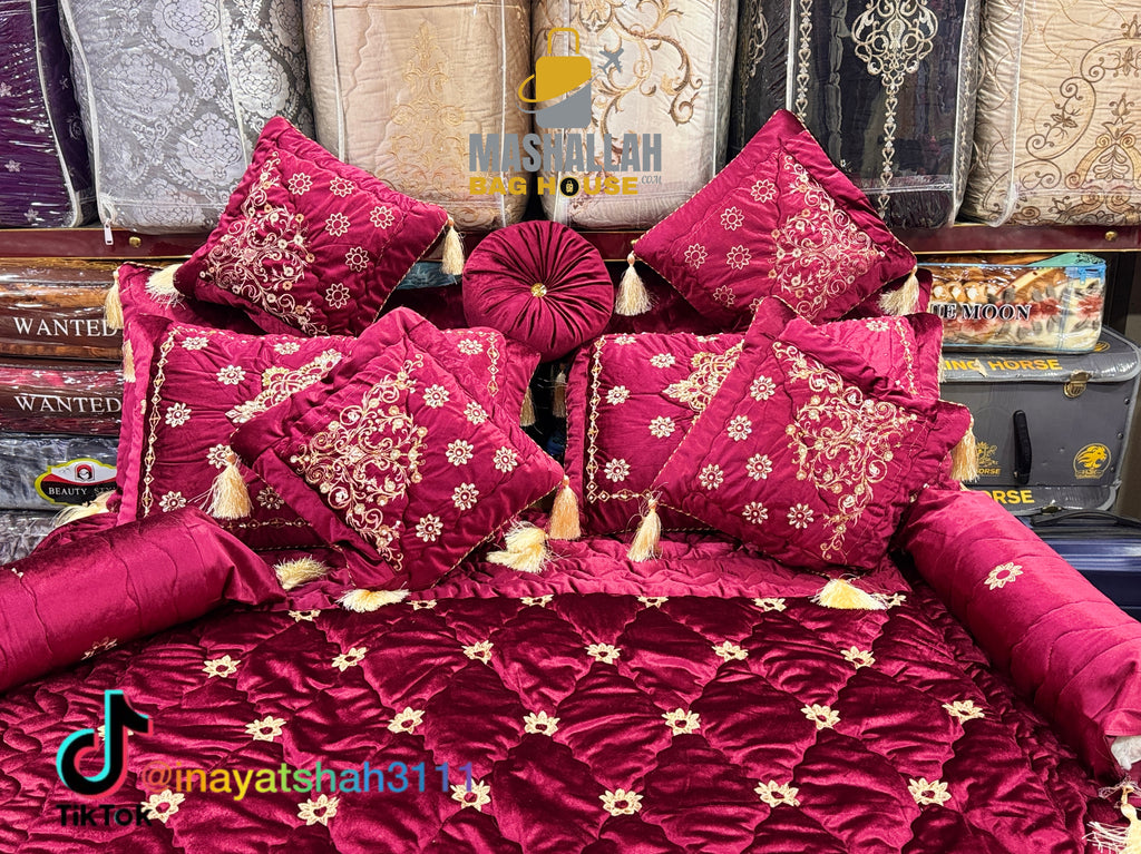 Handmade 13-Piece Razai Bedding Set – Premium Leather Cloth