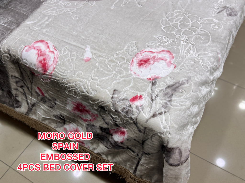 Moro Gold Spain Embossed 4-Piece Bed Cover Set |