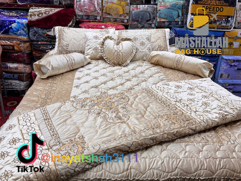 Luxury 9-Piece Embroidered Razai Set – Premium Leather Cloth