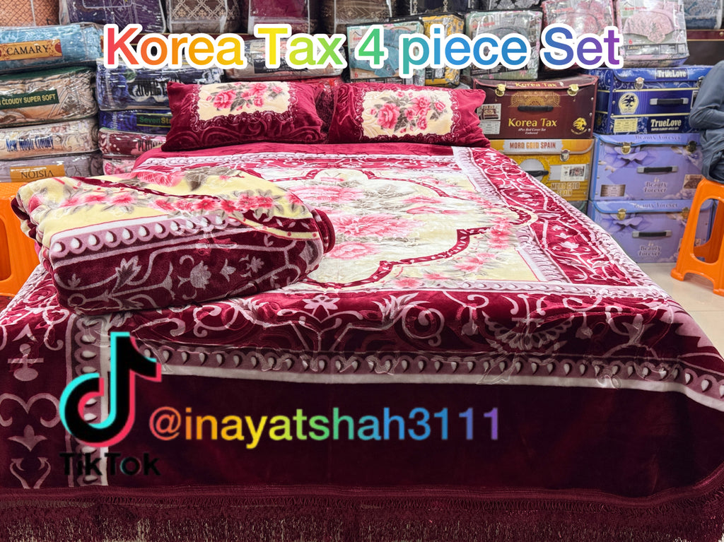 Korea Tax 4-Piece Embossed Bedding Set | Mashallah Kambal House