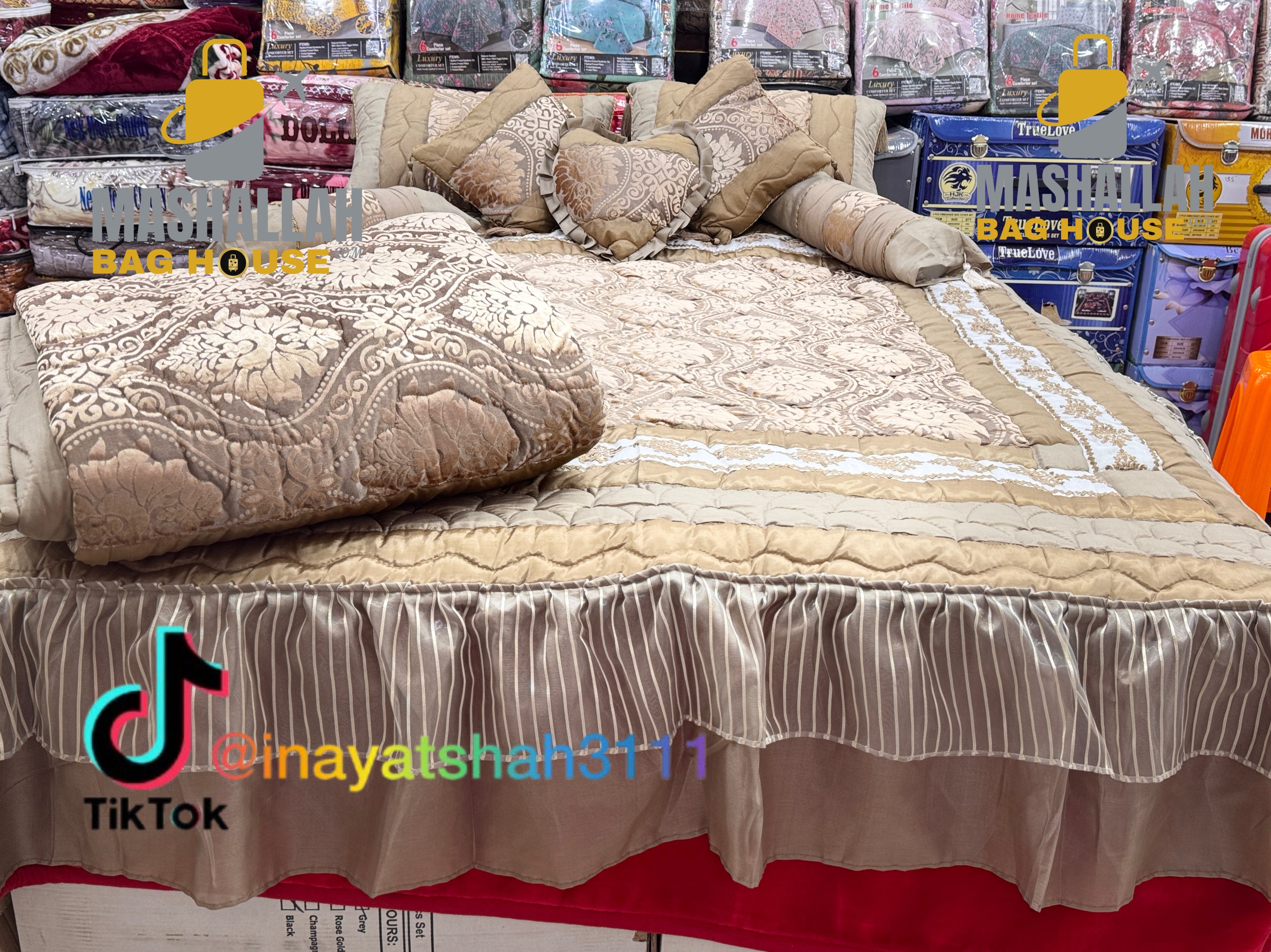 Luxury Embroidered 9-Piece Razai Set – Premium Leather Touch Fabric