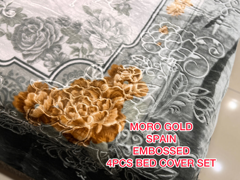 Moro Gold Spain Embossed 4-Piece Bed Cover Set