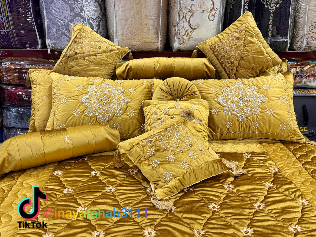 Handmade 13-Piece Luxury Razai Bedding Set – Premium Leather Cloth