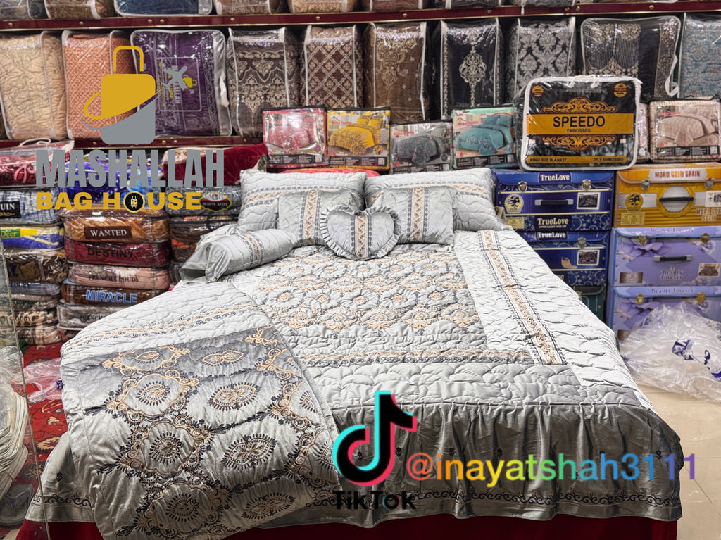 Luxury 9-Piece Embroidered Razai Set – Premium Leather Cloth