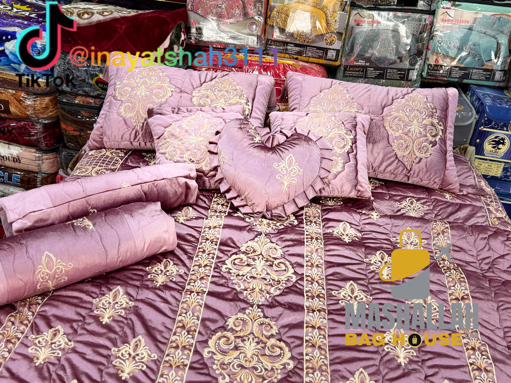 Luxury 9-Piece Embroidered Razai Set – Premium Leather Cloth