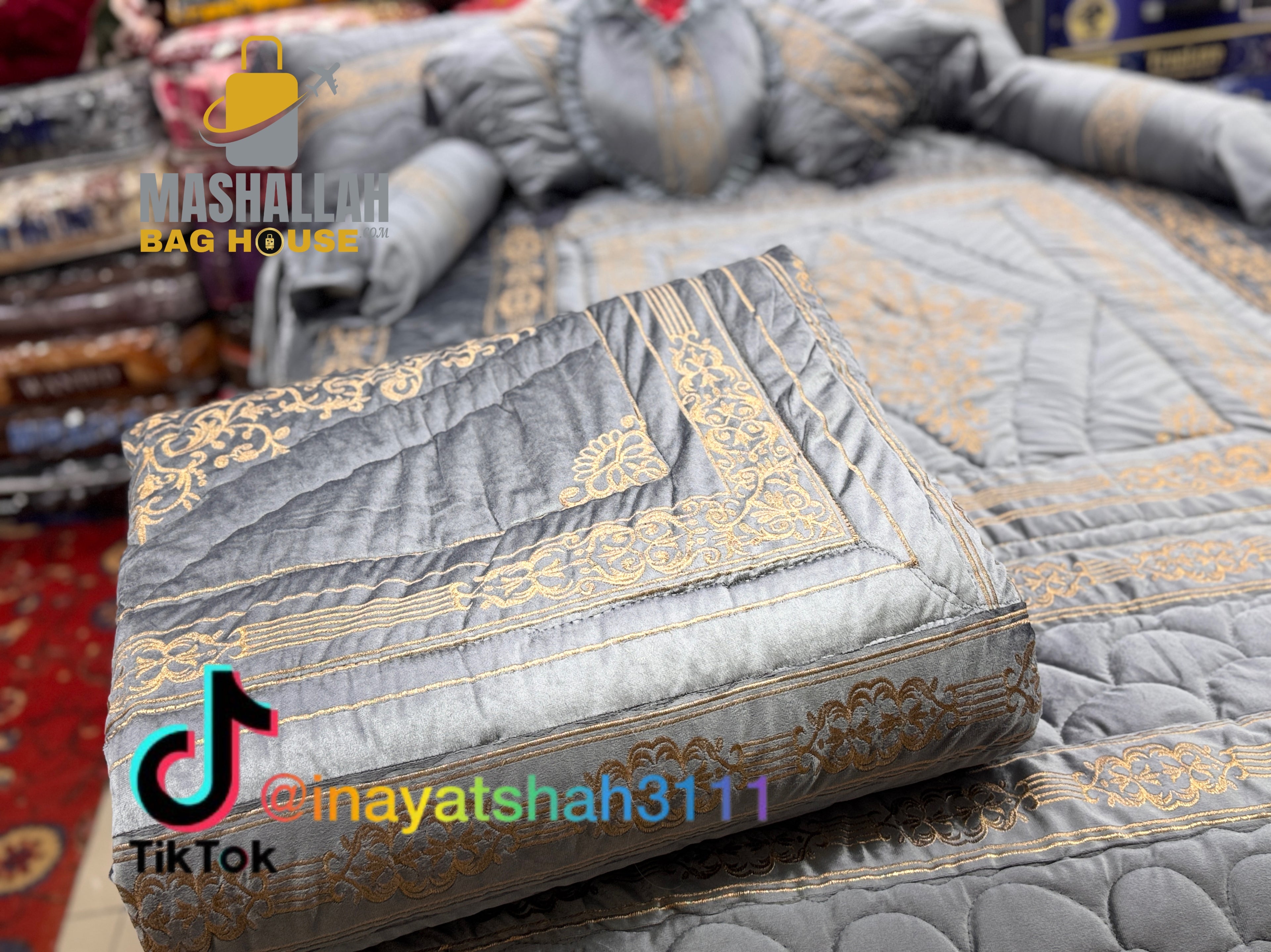 Luxury 9-Piece Embroidered Razai Set – Premium Leather Cloth