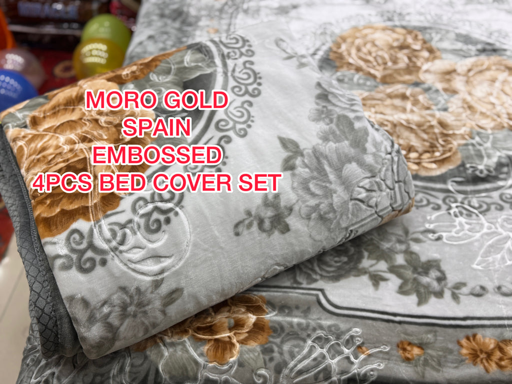 Moro Gold Spain Embossed 4-Piece Bed Cover Set