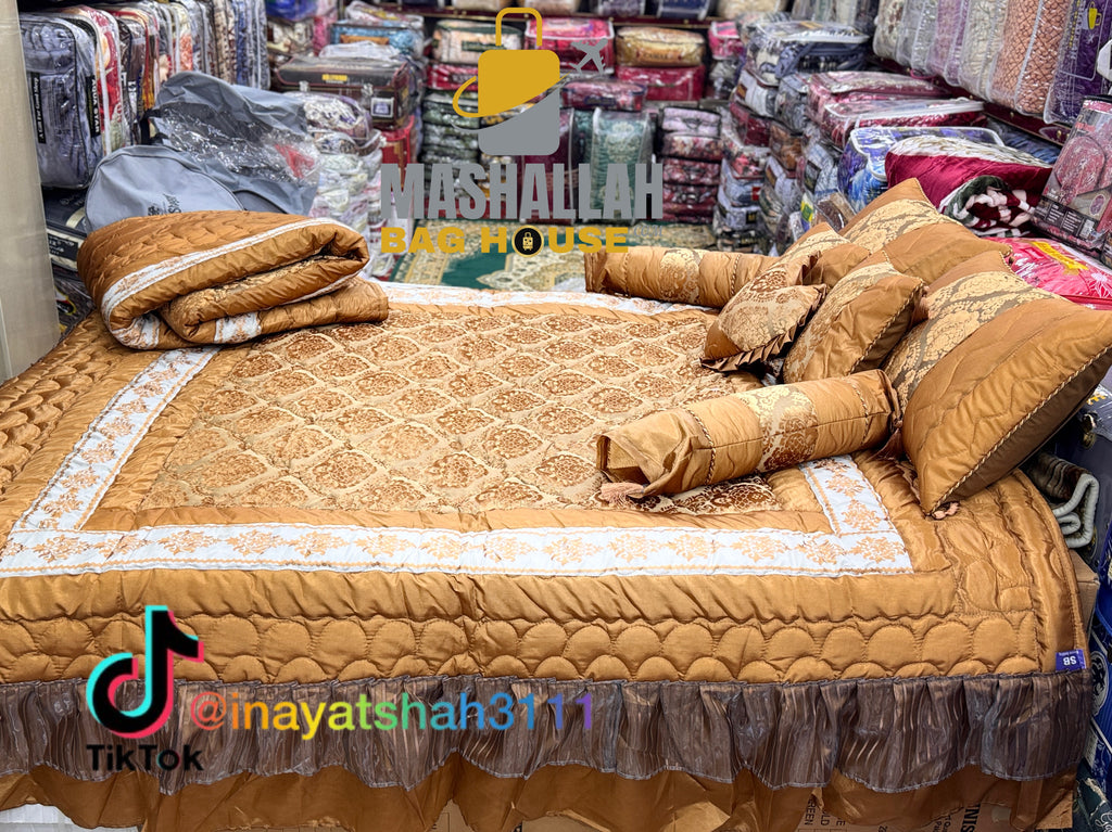 Luxury 9-Piece Embroidered Razai Set – Premium Leather Cloth