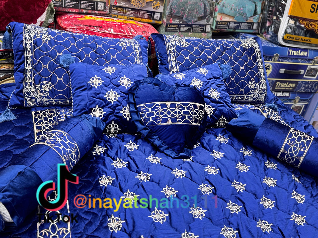 Luxury 9-Piece Embroidered Razai Set – Premium Leather Cloth