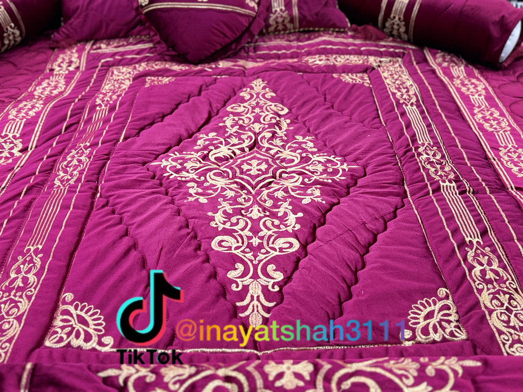 Luxury 9-Piece Embroidered Razai Set – Premium Leather Cloth