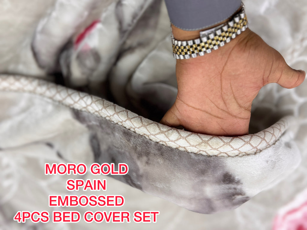 Moro Gold Spain Embossed 4-Piece Bed Cover Set |
