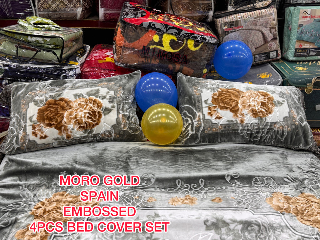Moro Gold Spain Embossed 4-Piece Bed Cover Set